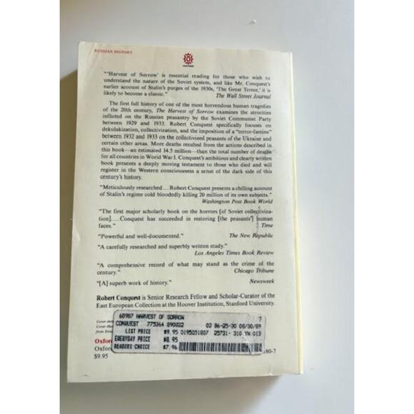 The Harvest of Sorrow Robert Conquest Soviet Collectivization 1986 Paperback - Picture 2 of 2